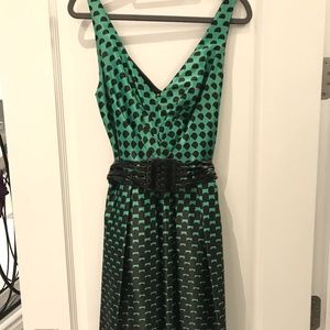 Eva Franco Green and Black Dress with Belt